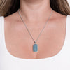 Aquamarine Rectangle Pendant Necklace