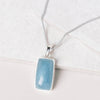 Aquamarine Rectangle Pendant Necklace