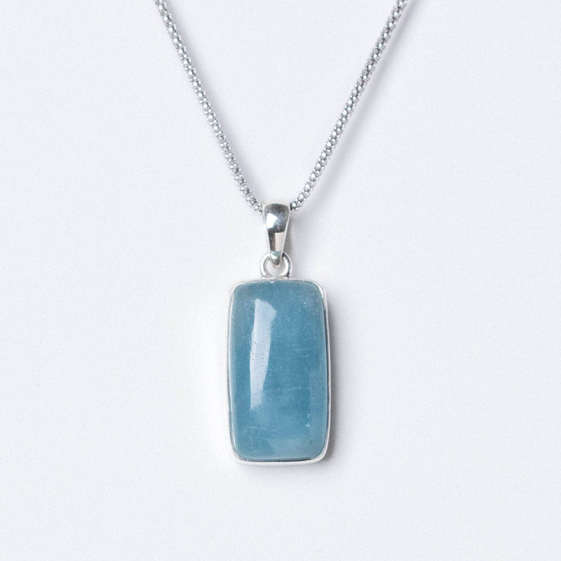 Aquamarine Rectangle Pendant Necklace